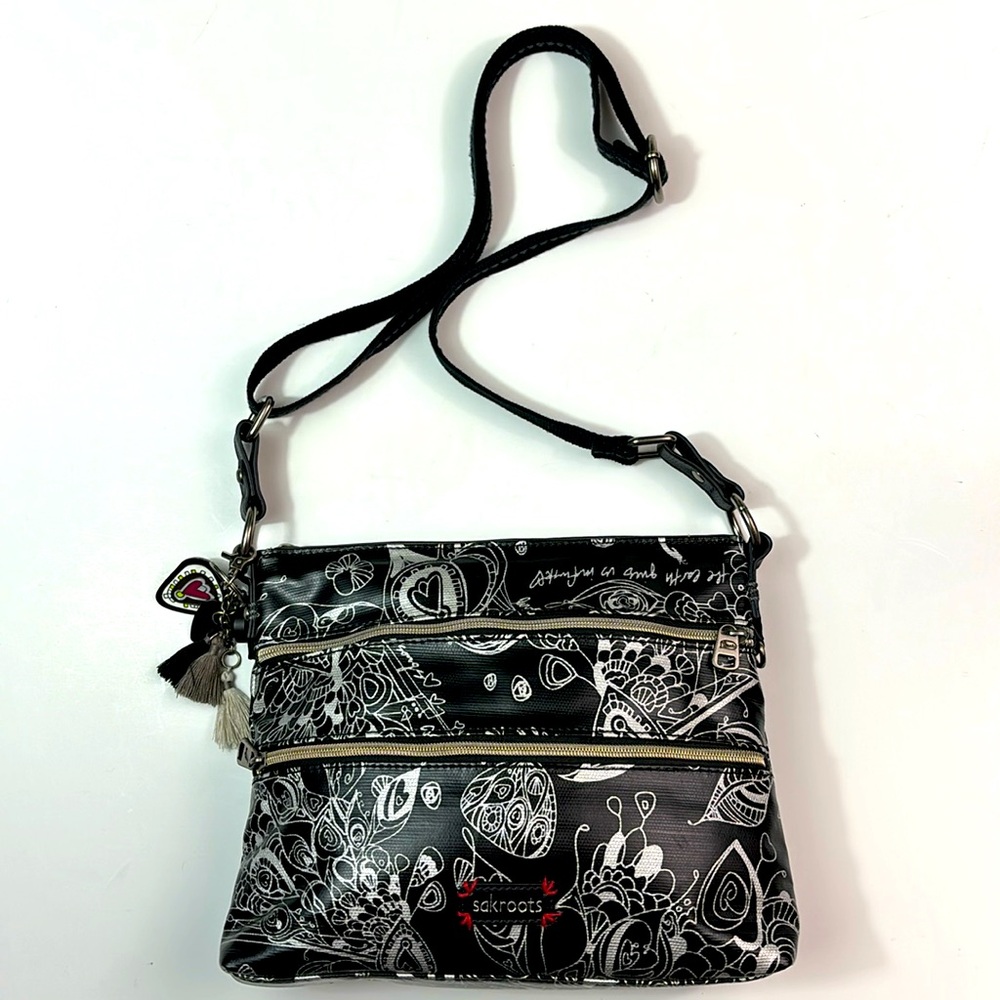 Sakroots black and silver crossbody bag, VGUC